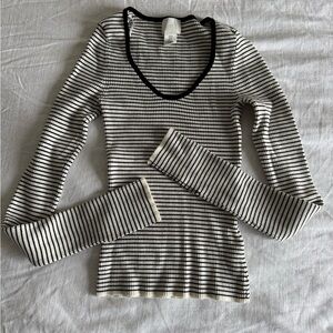 H&M Black and White Striped Top